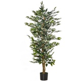 Homcom künstliche Pflanzen 150 cm künstlicher Ficus-baum Kunstpflanze Zimmerpflanze Dekopflanze Büro