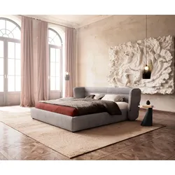 DELIFE Polsterbettgestell Simea 180x200 cm Mikrofaser Grau, Polsterbetten