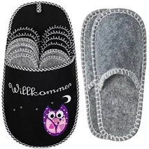 Onvaya ONVAYA® ABS Gästepantoffel | Eule | schwarz | 6er Set | Antirutsch Sohle | Hausschuhe | Filzpantoffel | 36-45 | verschiedene Farben | - Schwarz