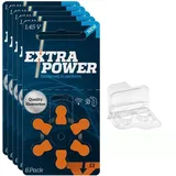 30x Extra Power Gr. 13 -Blister Hörgerätebatterien PR48 Orange 24606 + Aufbewahrungsbox für 2 Hörgerätebatterien