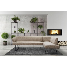 exxpo - sofa fashion Eckbank »Americano«, mit Keder und Metallfüßen, Bezug in verschiedenen Qualitäten, braun