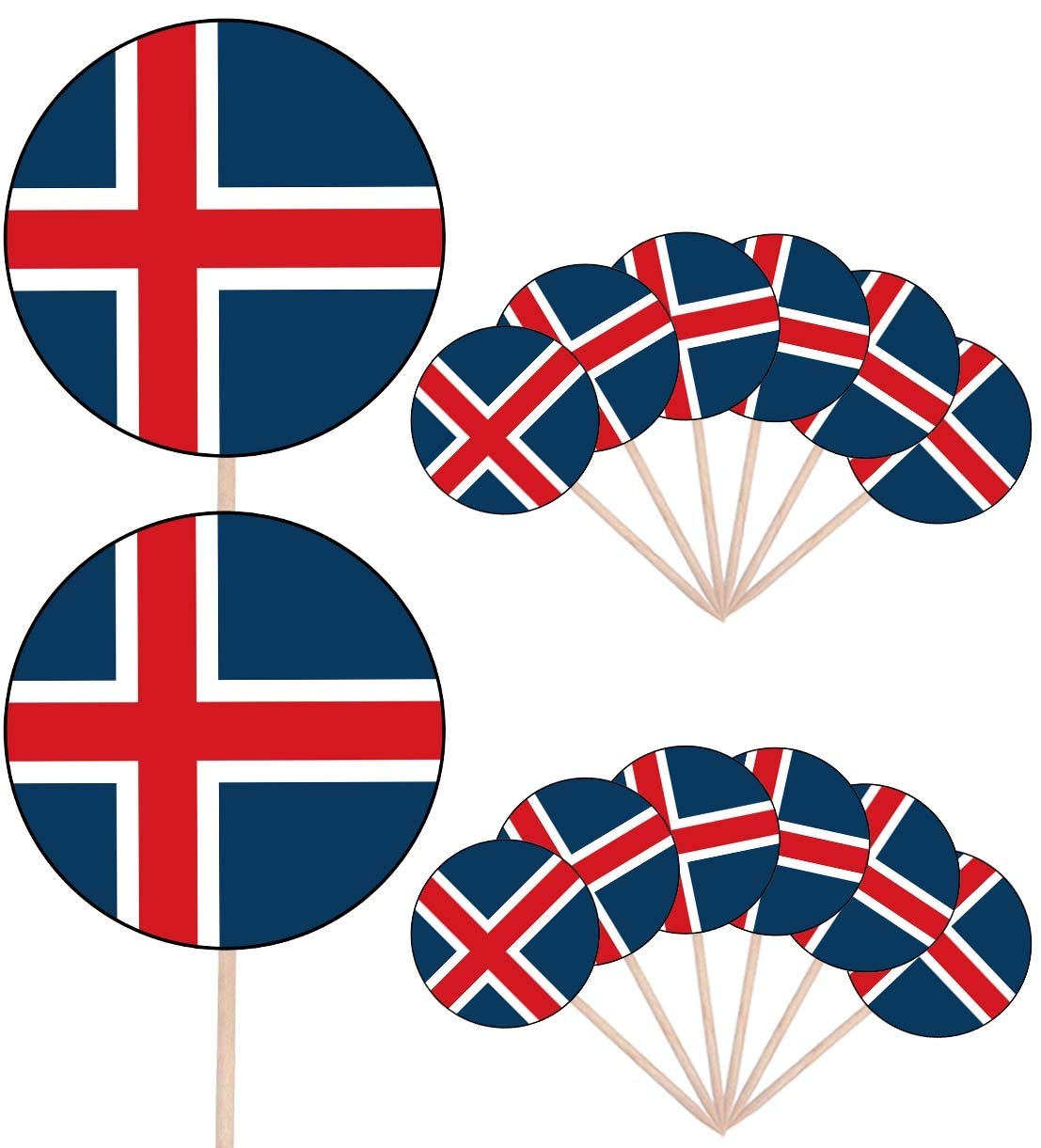Island-Flagge Party Essen Kuchen Cupcakes Picks Sticks Flags Stand Up Dekorationen Topper (14 Stück)