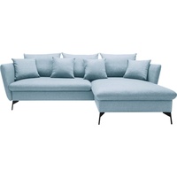 andas Ecksofa »LIVORNO,258 cm, L-Form,«, Schlaffunktion u. Bettkasten (139/224cm), Samt, Struktur, Webstoff, grau