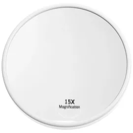 Fantasia Kosmetikspiegel mit 15-Fach Vergrößerung, Premium Schminkspiegel Ø 13cm rund mit Saugnapf, Acryl Make-Up-Spiegel für zuhause und unterwegs, innen Ø 12,0cm