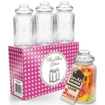 BigDean Bonbonglas mit Deckel 1300 ml 3 St.