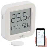 Infactory Mini-Thermo-/Hygrometer, Komfort-Anzeige, LCD-Display, Bluetooth, App