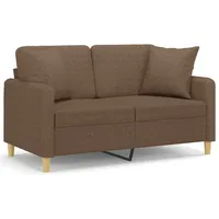 vidaXL Sofa 2 Sitzer, Couch mit Zierkissen, Liegesofa für Wohnzimmer, Polstersofa Sessel Relaxsofa Loungesofa Relaxcouch, Braun Stoff