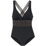 LASCANA Badeanzug Damen Schwarz/Mehrfarbig 48 Cup C