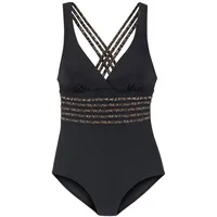 LASCANA Badeanzug Damen Schwarz/Mehrfarbig 48 Cup C