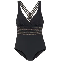 LASCANA Badeanzug Damen Schwarz/Mehrfarbig 48 Cup C