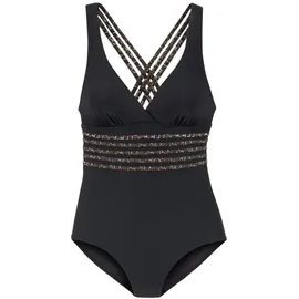 LASCANA Badeanzug Damen Schwarz/Mehrfarbig 48 Cup C