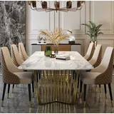 JVmoebel Esstisch Tische Esszimmer Tisch Metall Esszimmertisch Moderner Möbel Gold, Made in Europa weiß