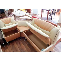 Eckbank „Arabika“ Essecke Sitzbank Beige-Creme Kunstleder inkl. Ablage und Stauraum