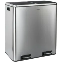 Les Collectors Küchen-Recycling-Behälter, N°904 / 60L / 2x30L / Mülltrennung / Edelstahl / Silber
