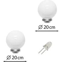 Dapo Leuchten Dalux® Solar-Kugel-Dekoleuchte OLA Garten 2er Set : 20cm + 20cm