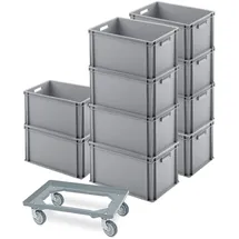 BRB-Lagertechnik Eurobehälter 600 x 400 x 320 mm 10-tlg. grau