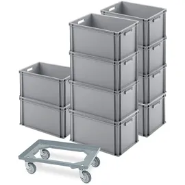 BRB-Lagertechnik Eurobehälter 600 x 400 x 320 mm 10-tlg. grau