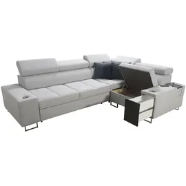 kaiser möbel Elegantes Ecksofa mit Konsole und Ladegerät MORENA II Sawana Dunkelbraun Links - Dunkelbraun