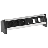 Bachmann 902.005 Steckdosenleiste mit Schalter Schwarz, Aluminium FR-Stecker