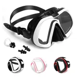 Taucherbrille Erwachsene, HIKOTEY Unisex Tauchmaske mit Antibeschlag, Lecksicher und UV Schutz, Diving Glasses mit Ohrenstöpse & Nasenklammer, Großes Blickfeld Schwimmbrille für Männer, Frauen, Jugend