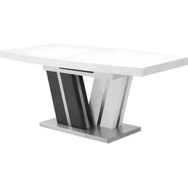 vente-unique Esstisch ausziehbar - 6 bis 8 Personen - MDF lackiert - Grau & Weiß - NOAMI II - Dunkelgrau