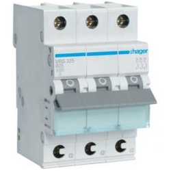 Hager Leitungsschutzschalter MBS 325, 25A, 3-polig - QuickConnect
