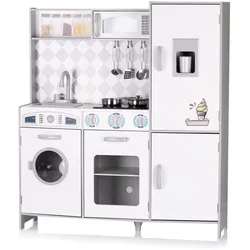 Chipolino Holz-Kinderküche 102 cm Spülmaschine, Licht, Musik, Töpfe, Eismaschine weiß