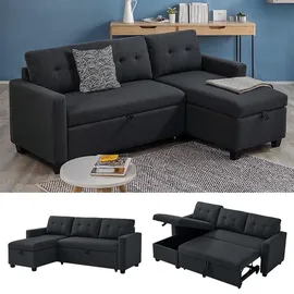 VitaliSpa Ecksofa Campina Polyester 3-Sitzer Anthrazit