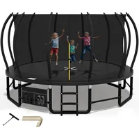 Devoko Trampolin Outdoor Ø228/305/366/427 cm, GS-Zertifikat, Mit verstärkten Beintraversen, Stabil, Robust und Belastbar, Einteilige Konstruktion für Kinder und Erwachsene