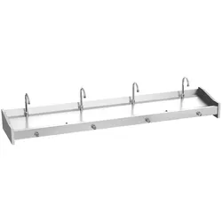 Kollektives handwaschbecken mit kalt-warmem mischsystem 4 druckknöpfen und armaturen - 2000x450x190 mm - 20044160 Eurast