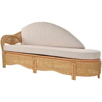 Krines Home Recamiere Rattan Recamiere Palm Chaiselongue Rattanliege mit Polster, Links, Rattanmöbel Lounge Liege gelb
