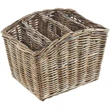 Kobolo Zeitungsständer Magazinsammler Zeitschriftenkorb aus Rattan - kubu Grey - 4 Fächer
