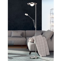 LED Deckenfluter mit Leselampe Silber verstellbar dimmbar Stehlampen Wohnzimmer
