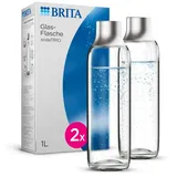 Brita Glasflasche für sodaTRIO Wassersprudler 1 l grau/transparent + 2er Pack