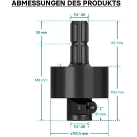 Wiltec Wiltec, Zapfwellen Freilaufkupplung 201mm, 1 3/8" AG u. IG PTO-Shaft Vielkeilwelle mit 6 Zähnen, max. 2400Nm
