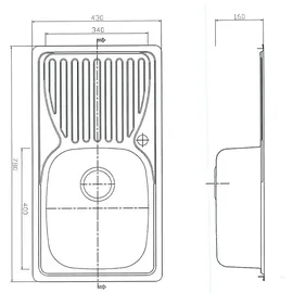 stabilo-sanitär Hemera R links Einbauspüle Edelstahl Handbetätigung 780 x 430 mm