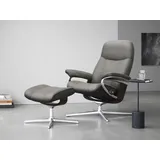 Stressless Stressless® Relaxsessel »Consul«, (Set, Relaxsessel mit Hocker), mit Hocker, mit Cross Base, Größe S, M & L, Holzakzent Braun grau