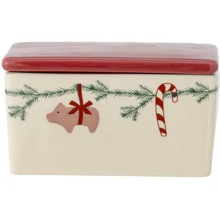 Bloomingville Butterdose YULE mit Weihnachtsmotiv Keramik Geschirr Butterglocke