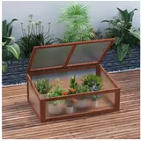 Outsunny Frühbeet Holz, Mini Gewächshaus 100 x 65B x 40H cm-Braun