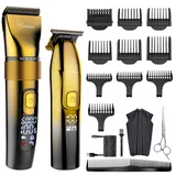 Hatteker Profi Haarschneider Set Bartschneider Herren T-blade Trimmer (golden)