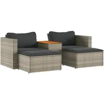 vidaXL Garten-Lounge-Set 5-tlg. grau Poly Rattan Akazie