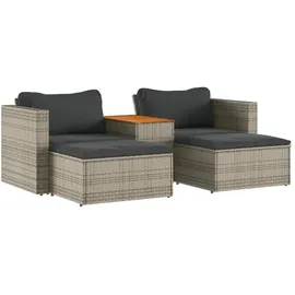 vidaXL Garten-Lounge-Set 5-tlg. grau Poly Rattan Akazie
