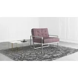 s-style möbel Loungesessel 84 x 81 x 89 cm Rosa/Silber mit Wellenunterfederung