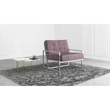 s-style möbel Loungesessel 84 x 81 x 89 cm Rosa/Silber mit Wellenunterfederung