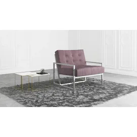 s-style möbel Loungesessel 84 x 81 x 89 cm Rosa/Silber mit Wellenunterfederung