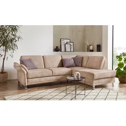 Ecksofa SIT & MORE "Clio L-Form", beige, B:254cm H:89cm T:190cm, Sofas, wahlweise mit Bettfunktion und Bettkasten, inklusive Federkern