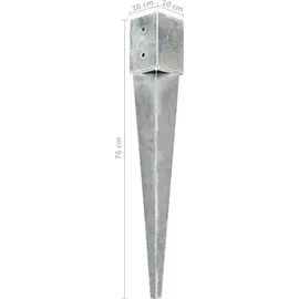 vidaXL Erdspieße 10 x 10 x 76 cm Silber/Stahl