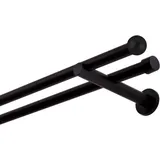 MDEKOR Gardinenstange schwarz 160 cm 2-läufig 19 mm aus Metall Wandbefestigung Kugel