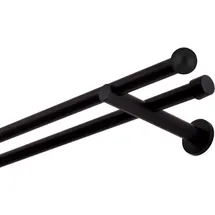 MDEKOR Gardinenstange schwarz 160 cm 2-läufig 19 mm aus Metall Wandbefestigung Kugel