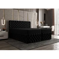 b&b home Boxspringbett Figo2 180x200 cm – mit Bettkasten - Schwarz